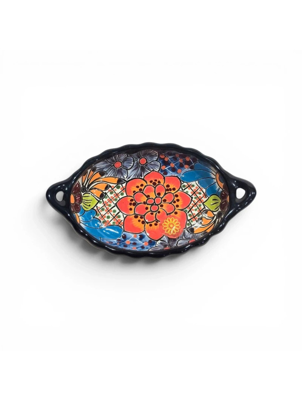 Handmade Castillo Talavera Mexican Pottery Serving Dish Floral Ceramic Bowl
